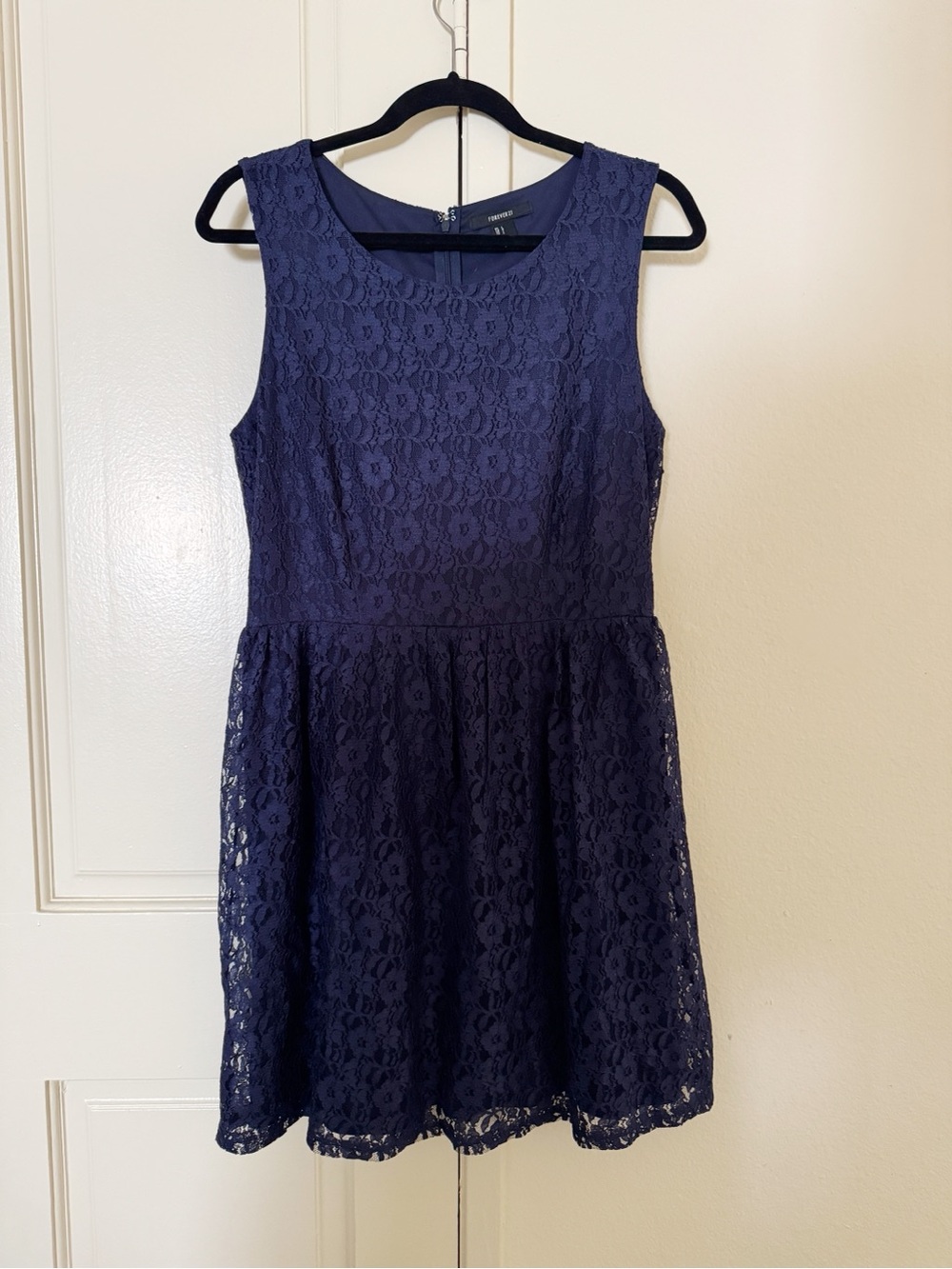 Forever 21 Navy Lace Fit-and-Flare Dress